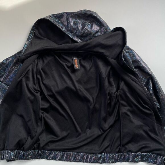 J. Valentine Black Holographic Zip Up Hooded Jacket XS/S/M - Picture 10 of 11